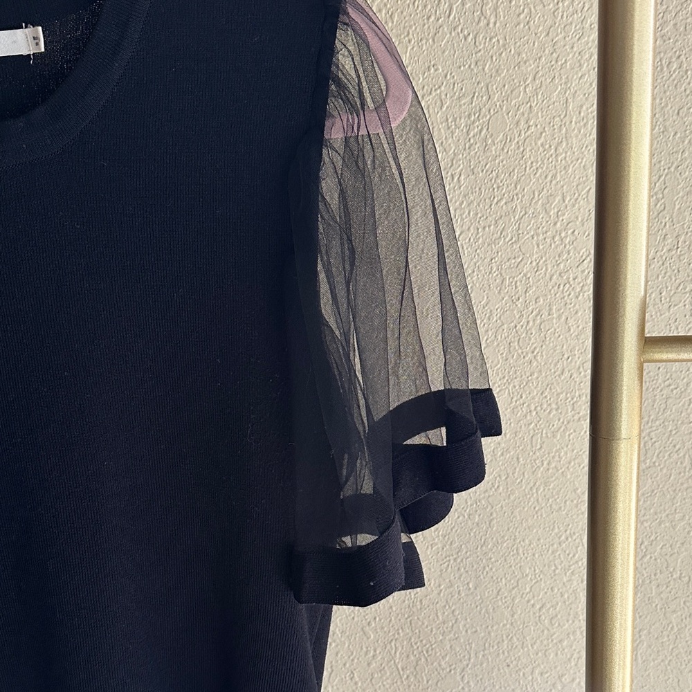 Ellison Black Top with Sheer Butterfly Sleeves - Picture 4 of 5